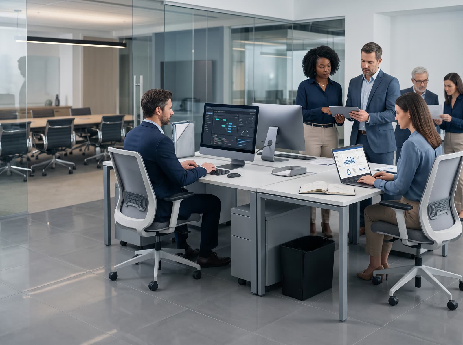 Consultants collaborating in a modern office